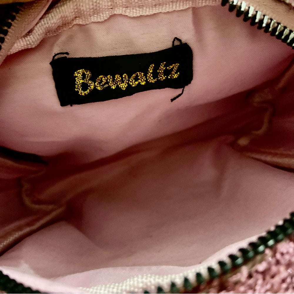 Bewaltz Pink Glitter Small Crossbody Bag -6in x 5in x 1.5in