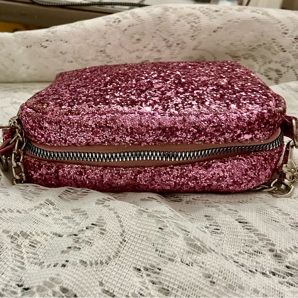 Bewaltz Pink Glitter Small Crossbody Bag -6in x 5in x 1.5in