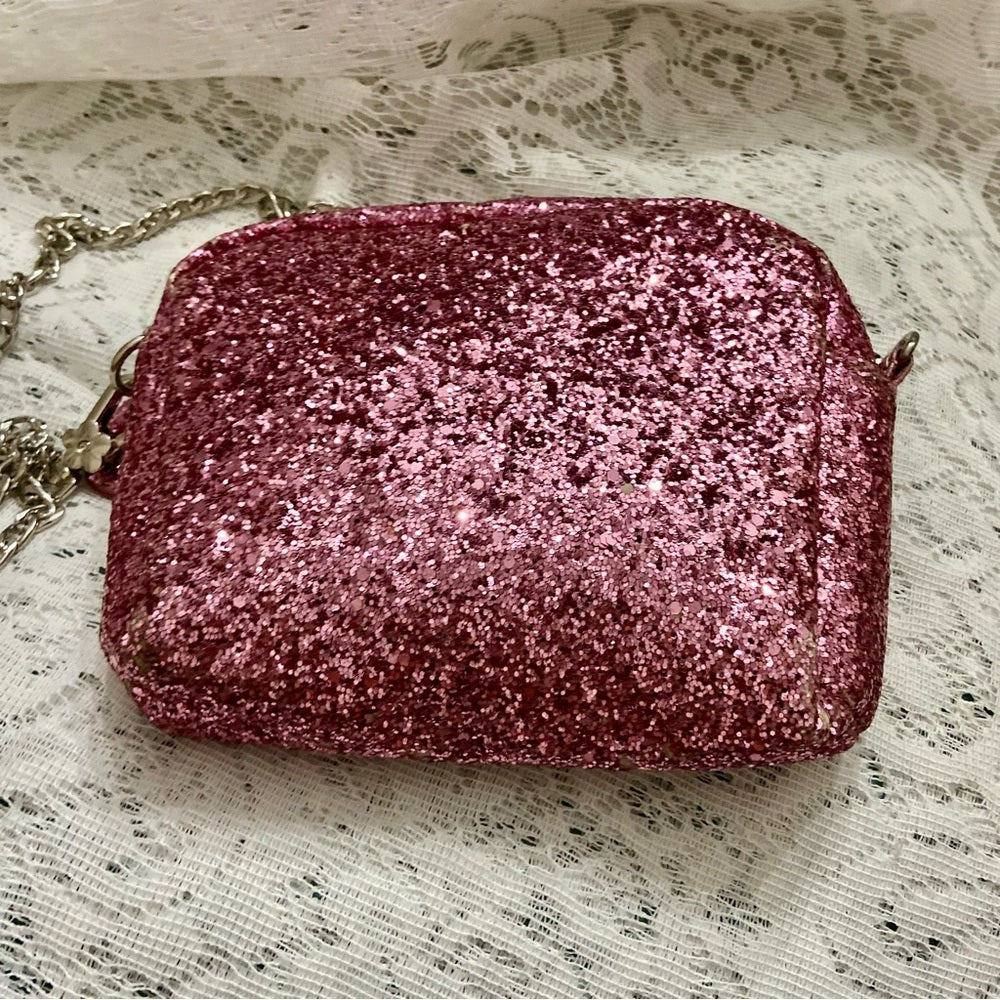 Bewaltz Pink Glitter Small Crossbody Bag -6in x 5in x 1.5in