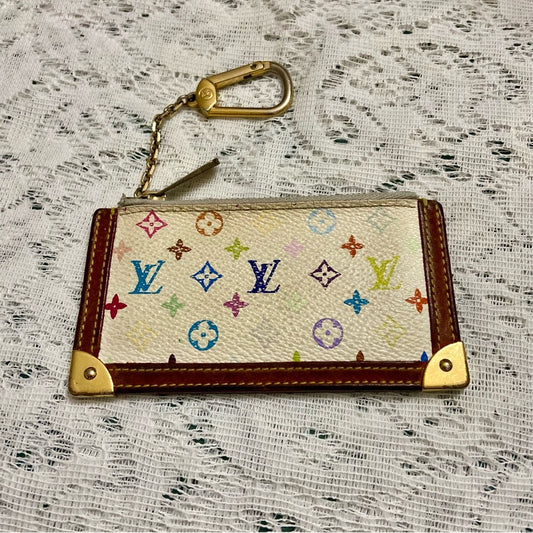 Vintage Louis Vuitton White- MultiColor Mono Coin Key Case