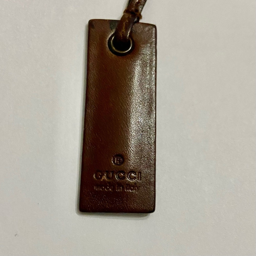 Vintage, Authentic Gucci 9-inch Brown Leather Handbag Tag with Heart Charm