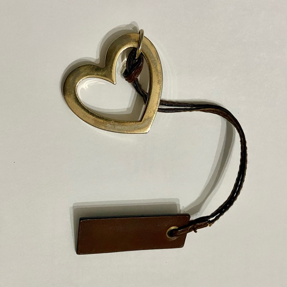 Vintage, Authentic Gucci 9-inch Brown Leather Handbag Tag with Heart Charm