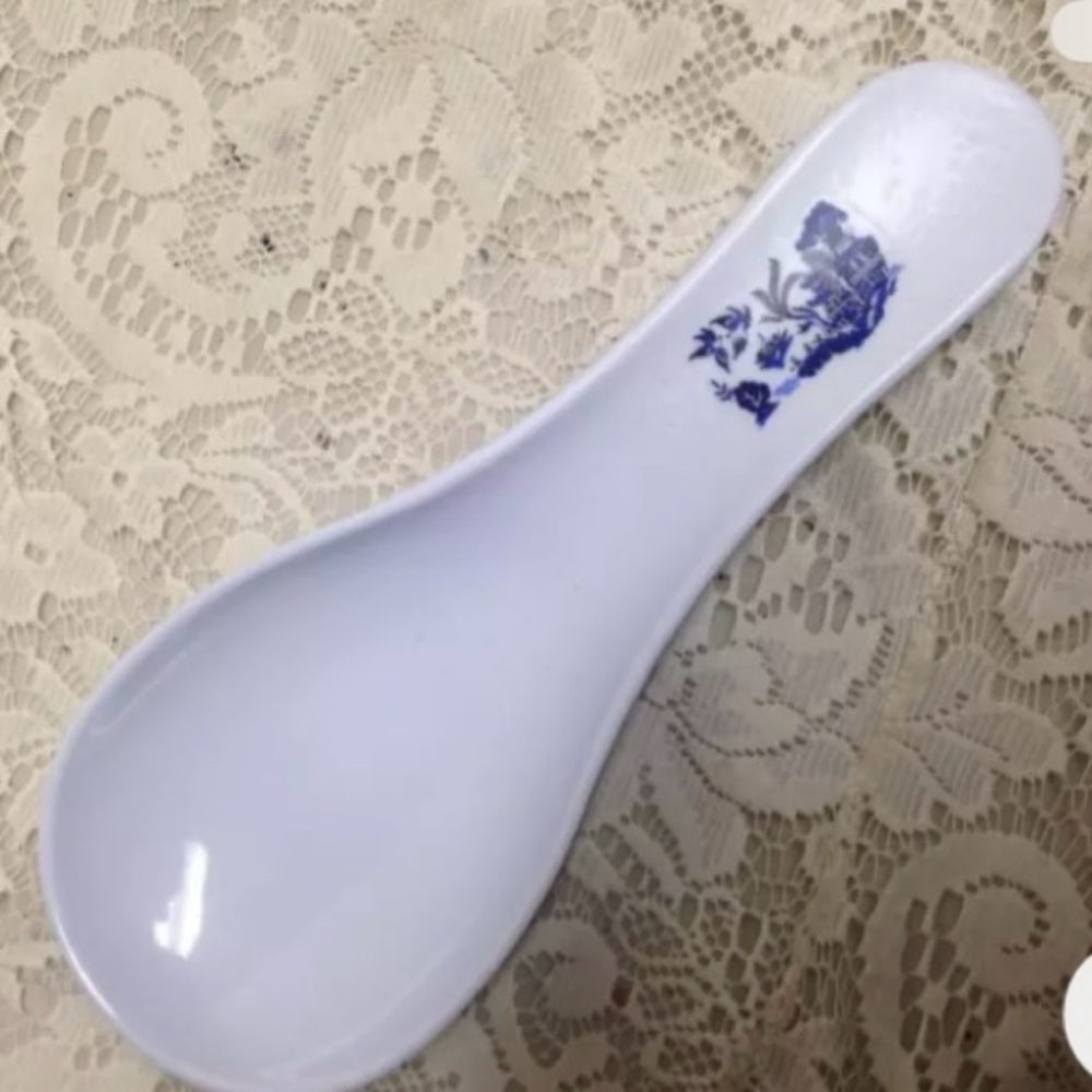 Blue Willow Melamine Plastic Spoon Rest  9.5in L x 3.5in W