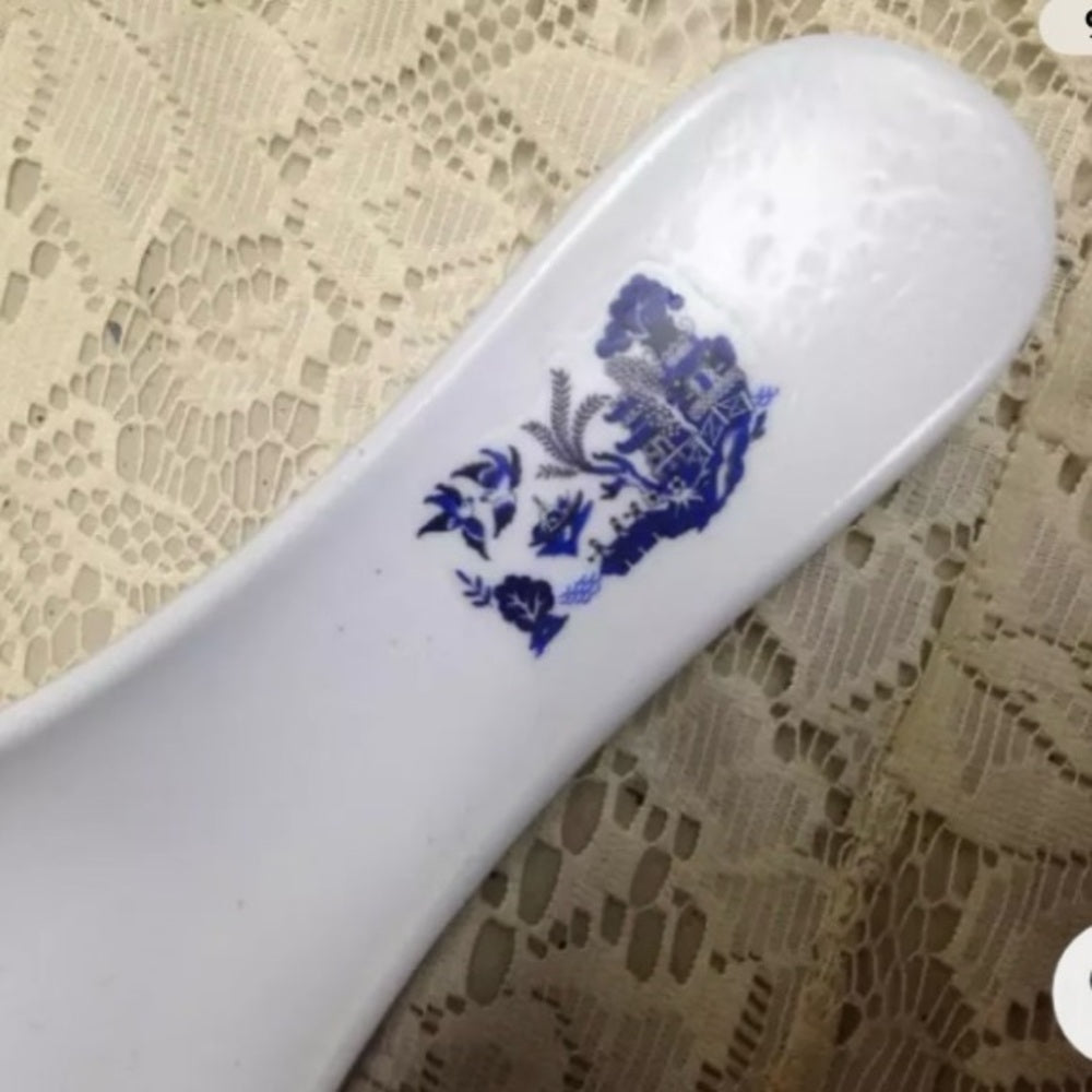 Blue Willow Melamine Plastic Spoon Rest  9.5in L x 3.5in W
