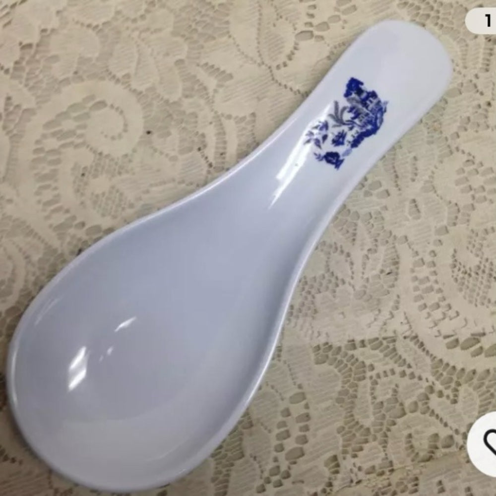 Blue Willow Melamine Plastic Spoon Rest  9.5in L x 3.5in W