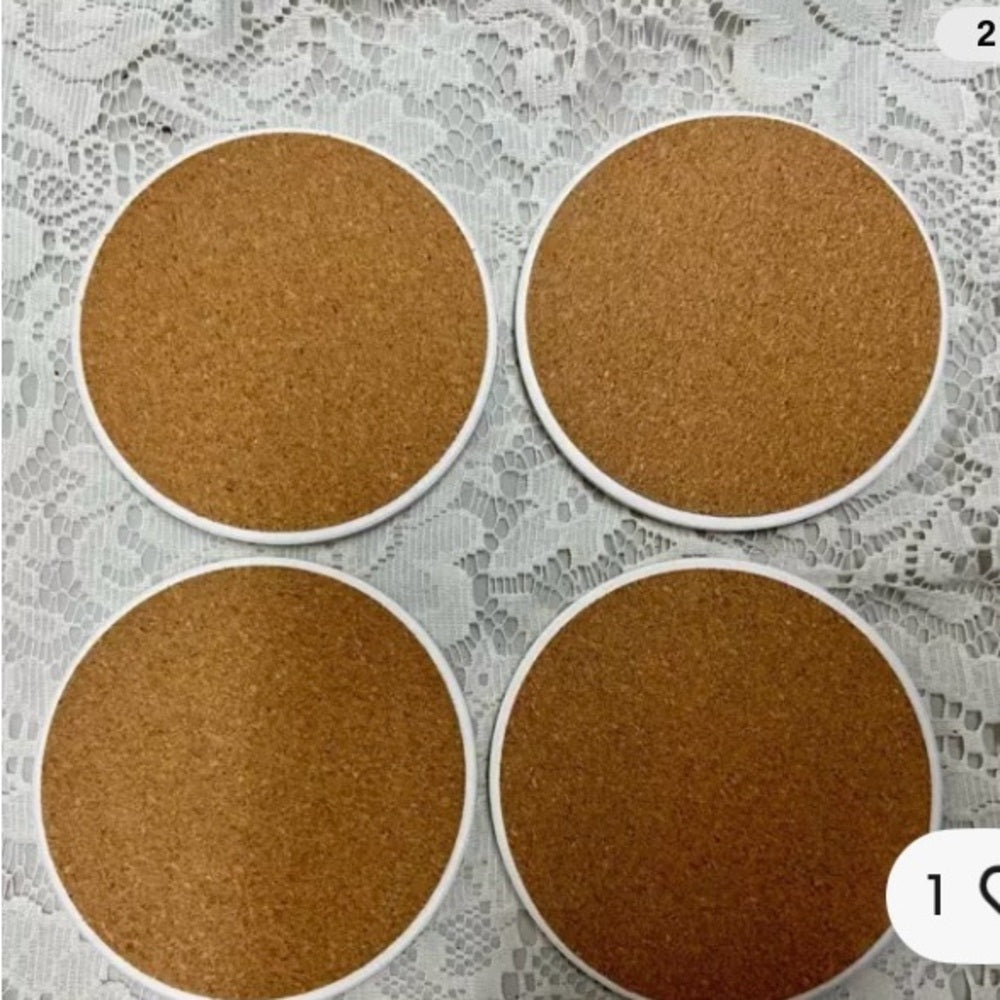 4pc Blue Willow Heavy Ceramic Coasters 4in D.
