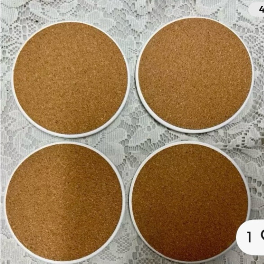 4pc Blue Willow Heavy Ceramic Coasters 4in D.