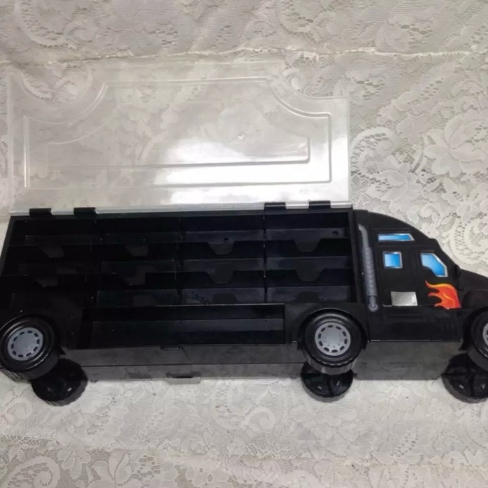 Vintage, Large Hotwheels-Matchbox Truck,  Mini Car Collectors Case 22in L x8in H