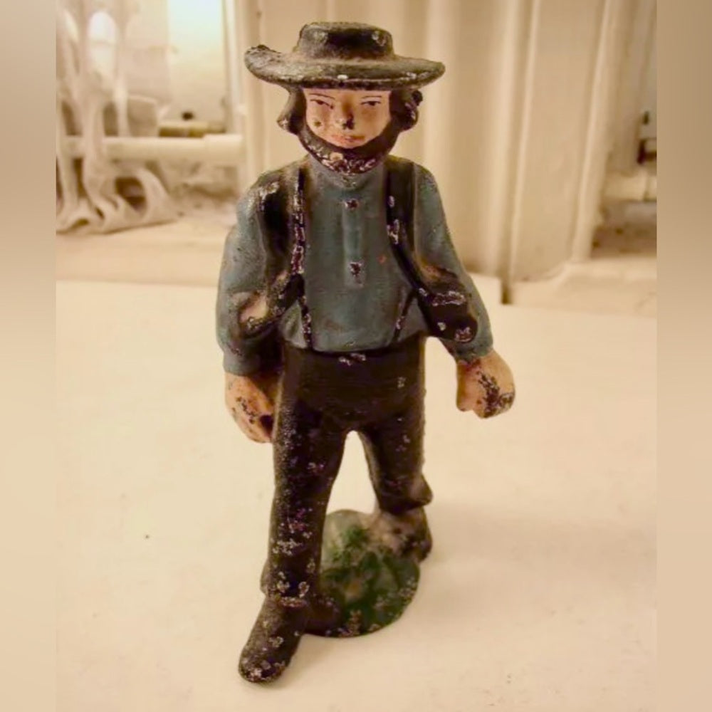 Vintage, Rare, 3-pc Cast Iron Amish Family