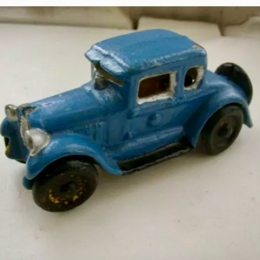Vintage, Blue Cast Iron Classic 1920s Automobile