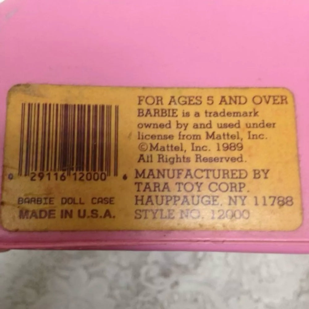 Vintage, 1989 Mattel Inc., Barbie Pink Doll Case 12.5in x 10.5in x 3in