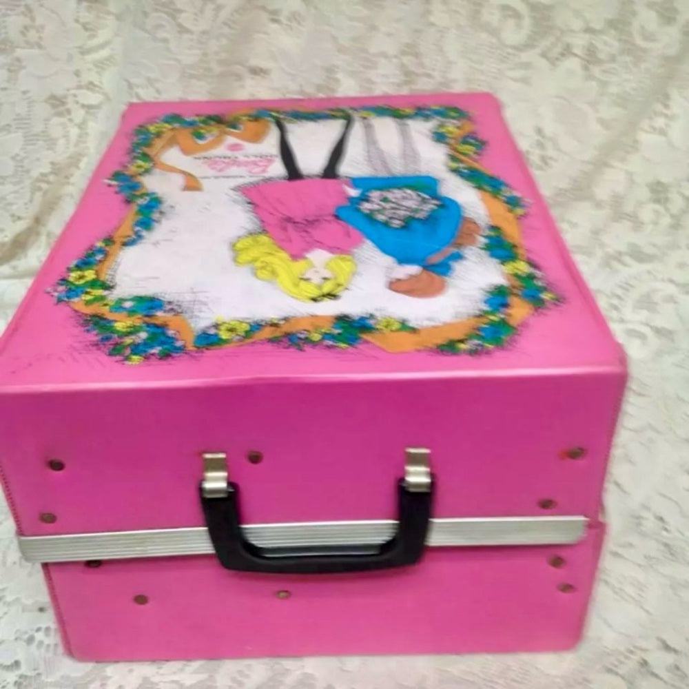 Vintage, 1968 Mattel Inc., Barbie Pink Doll Trunk 13in x 10.5in x 7.5in