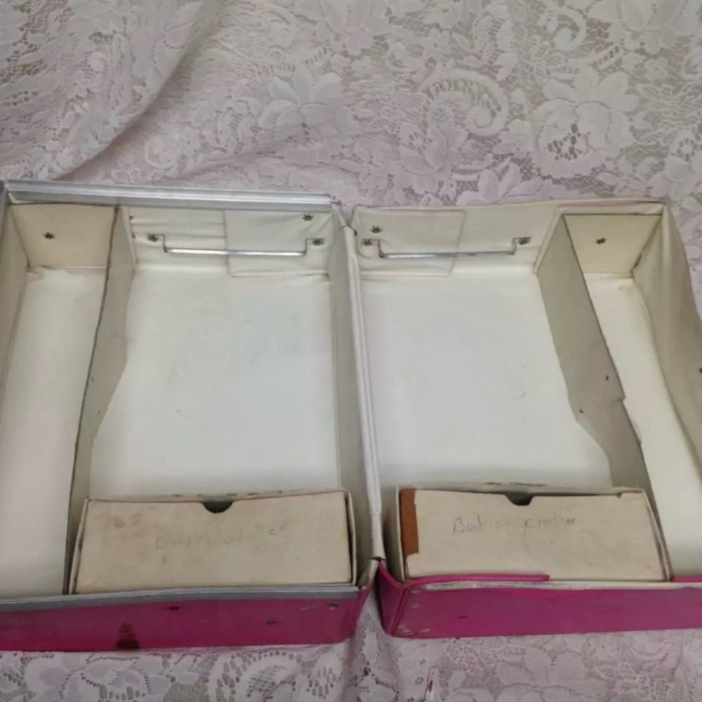 Vintage, 1968 Mattel Inc., Barbie Pink Doll Trunk 13in x 10.5in x 7.5in