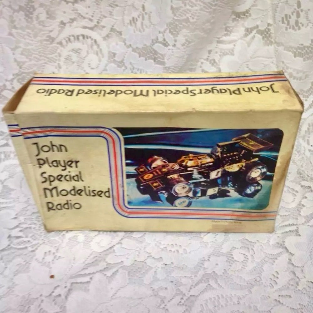 Vintage, John Player Figural Transistor Radio with Orig. Box 10in x 6in x 3in (D