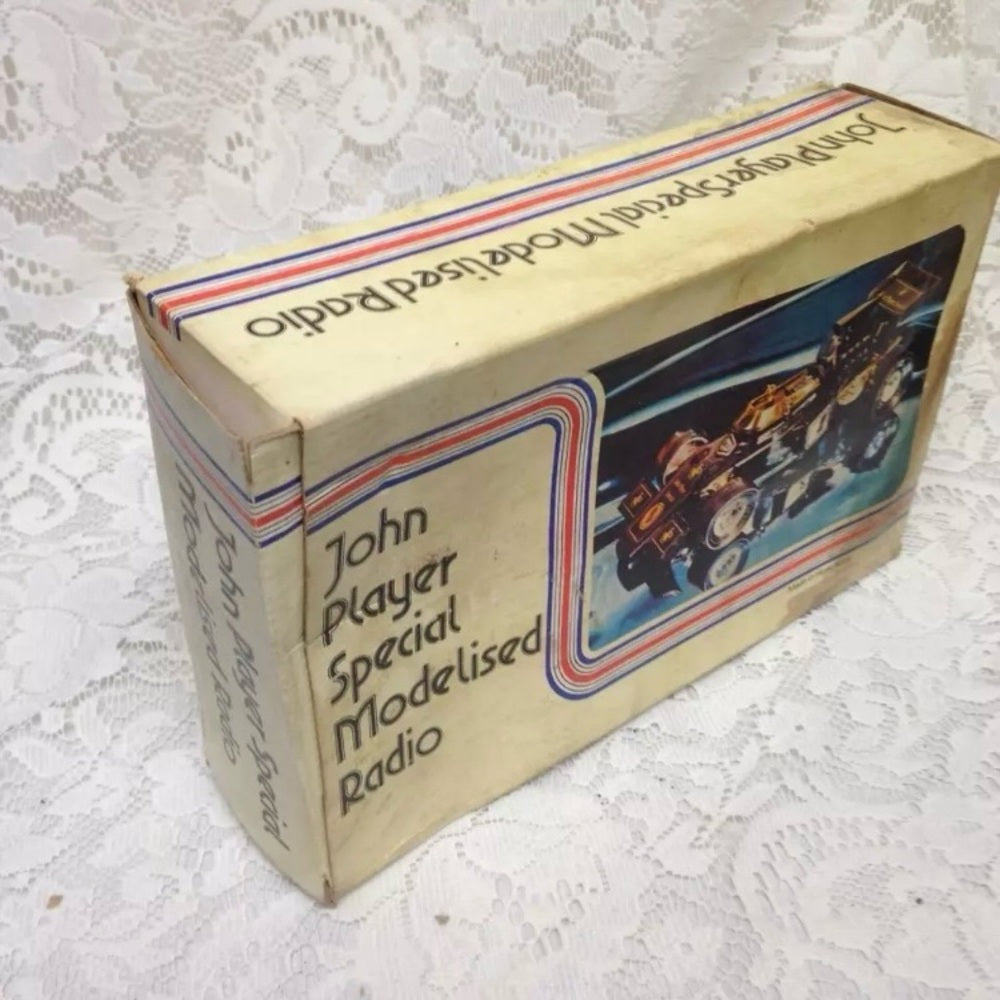 Vintage, John Player Figural Transistor Radio with Orig. Box 10in x 6in x 3in (D