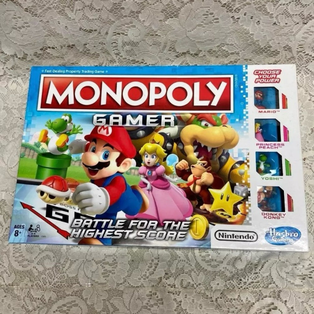 Vintage, Complete Monopoly Gamer Nintendo Mario Bros Battle Edition- 12in Sq