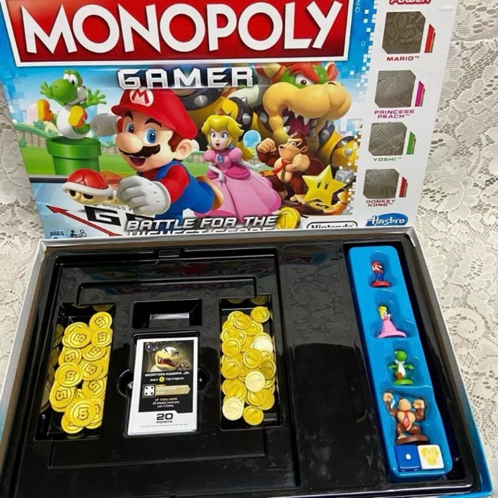 Vintage, Complete Monopoly Gamer Nintendo Mario Bros Battle Edition- 12in Sq