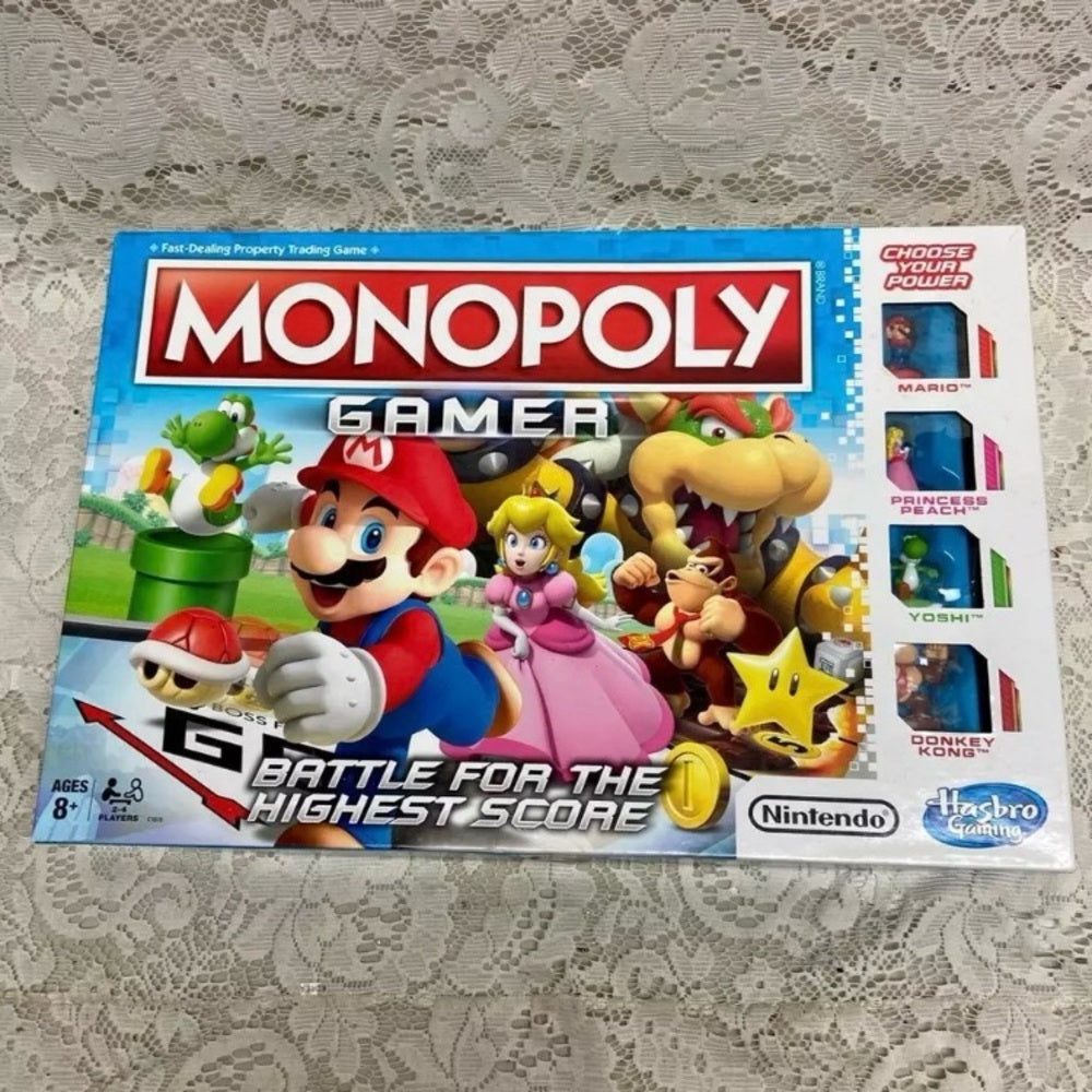Vintage, Complete Monopoly Gamer Nintendo Mario Bros Battle Edition- 12in Sq