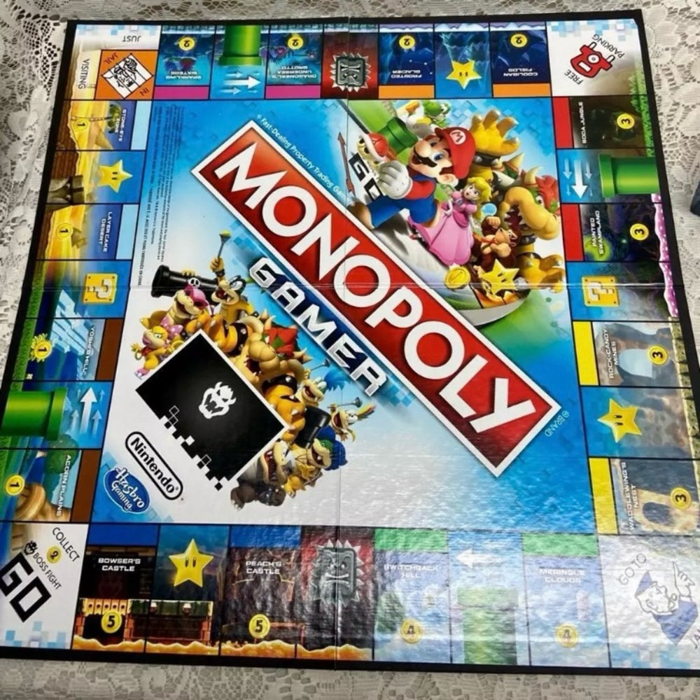 Vintage, Complete Monopoly Gamer Nintendo Mario Bros Battle Edition- 12in Sq