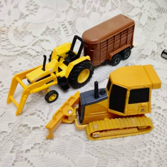 2pc,  Yellow John Deere  and Tonka Construction Equipment Set 6in and 3in L