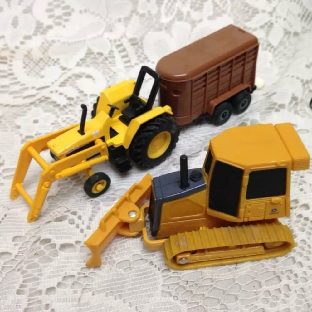 2pc,  Yellow John Deere  and Tonka Construction Equipment Set 6in and 3in L