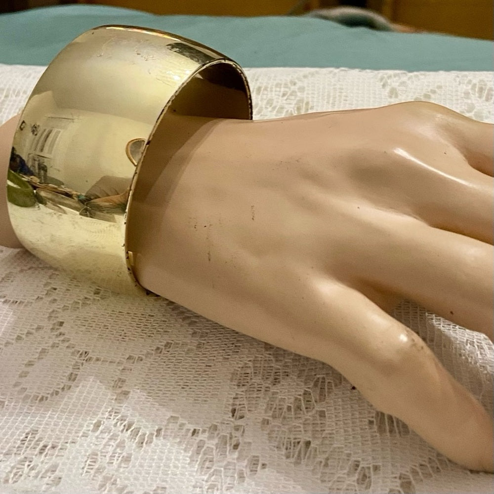 Lot of 2 Vintage, Chunky, Gold Tone and Green Lucite Bangles