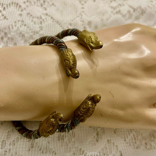 Lot of 2 Vintage, Tri-color Dolphin Cuff Bangles