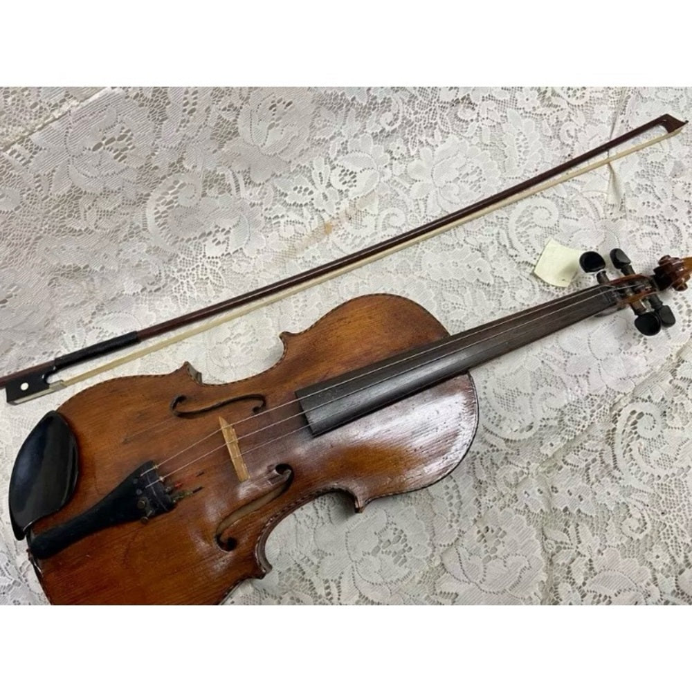 Antique, 19th C Handcrafted Violin with Original Wooden Case and Bow
