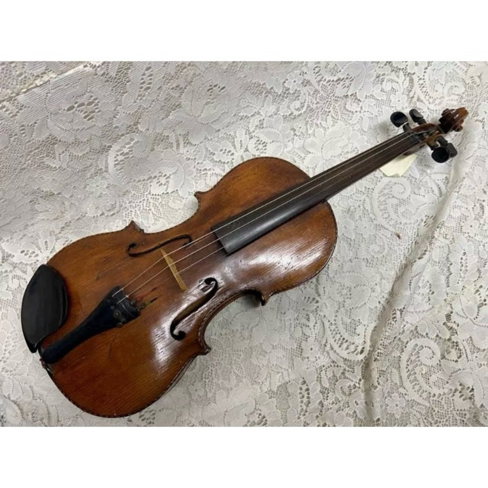 Antique, 19th C Handcrafted Violin with Original Wooden Case and Bow