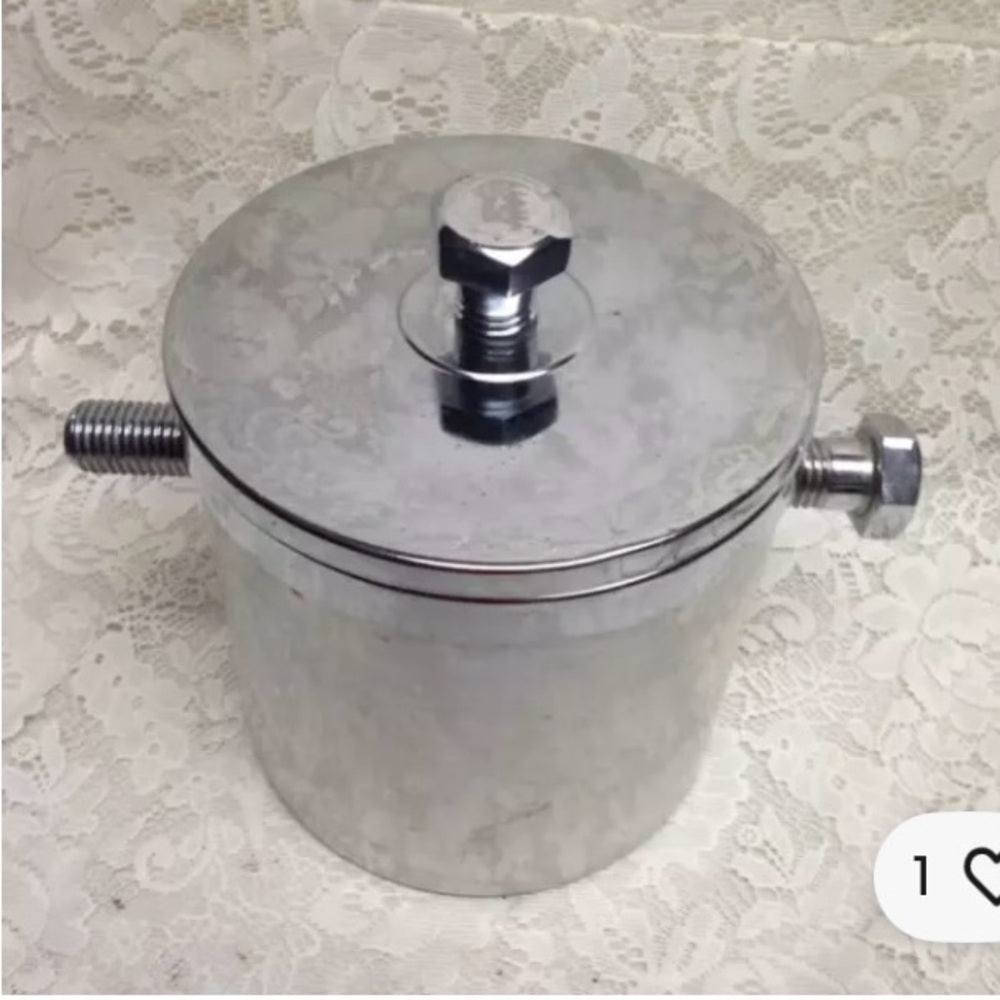 Vintage, Elco, Ind. USA Chrome Screw On  Ice Bucket with Lid and Ice Tong
