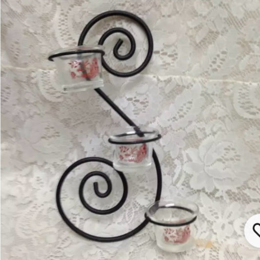 Cast Iron, Red Willow Candlabra- 3 Wall Sconce 12.5in H x 7.5in W