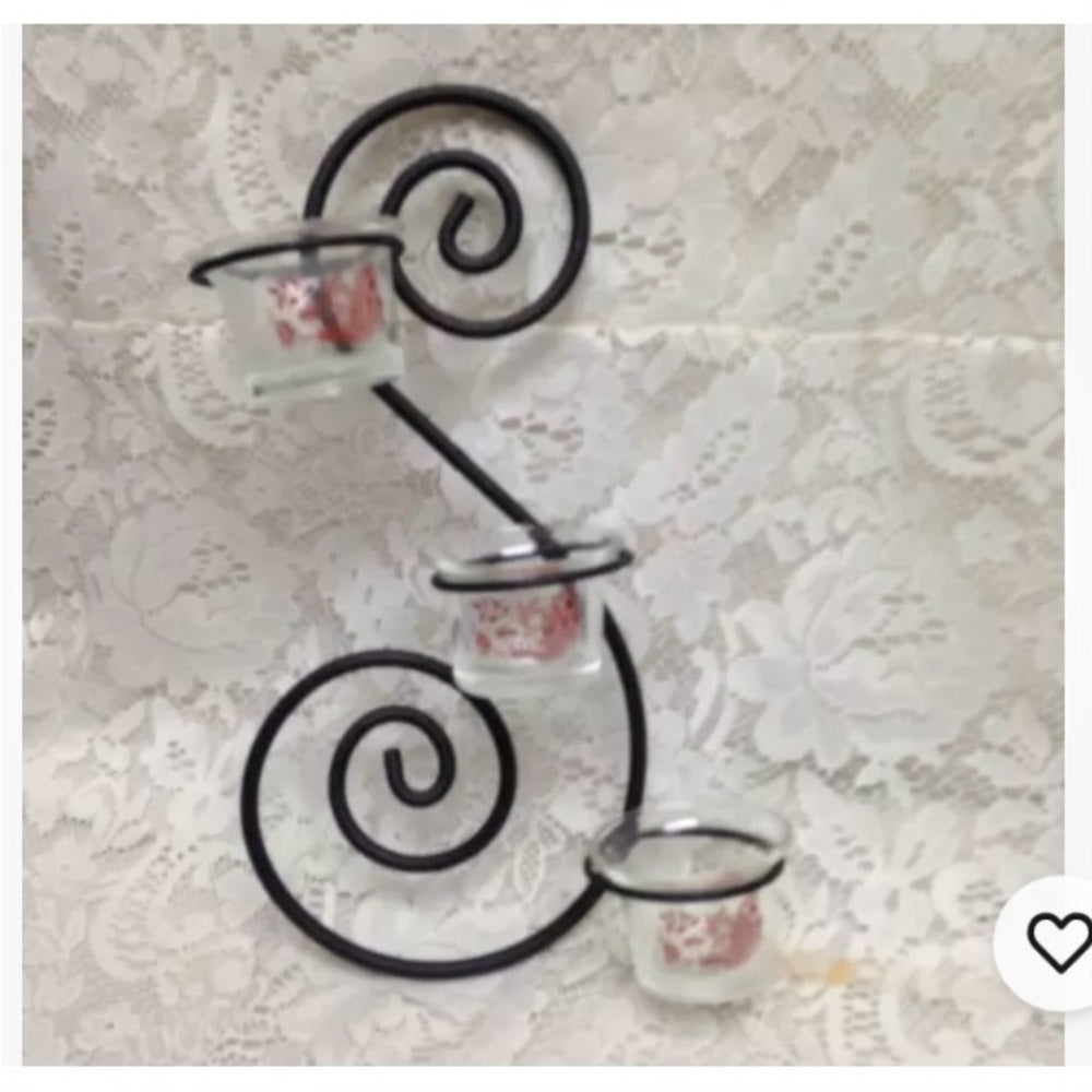 Cast Iron, Red Willow Candlabra- 3 Wall Sconce 12.5in H x 7.5in W