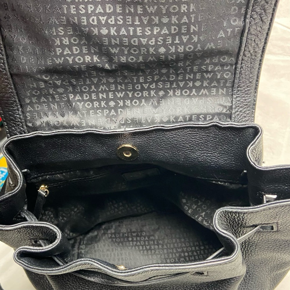 Kate Spade Black Leather Backpack 13in x 10in x 5in