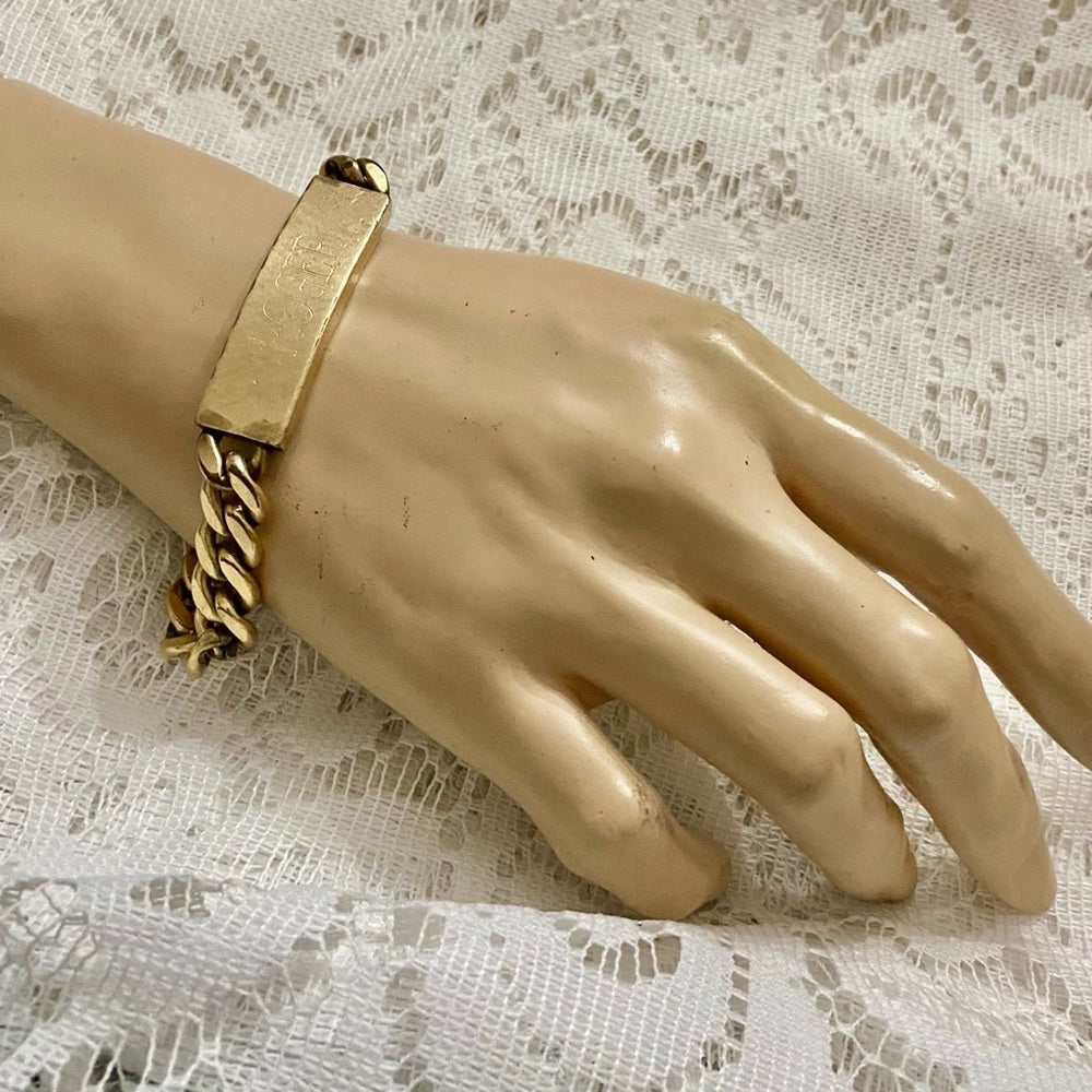 Vintage, Roger, Gold Filled, Heavy, Chunky ID Bracelet 8.5in L x 1/2in W