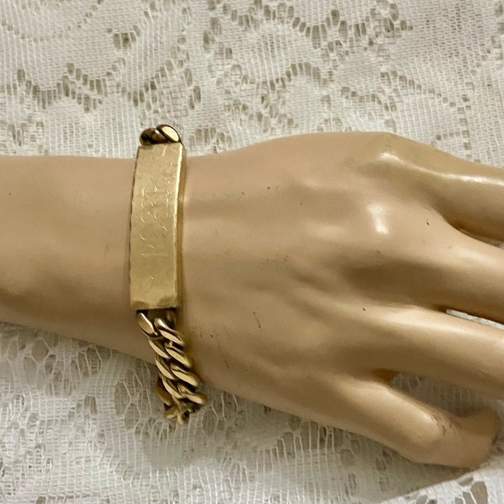 Vintage, Roger, Gold Filled, Heavy, Chunky ID Bracelet 8.5in L x 1/2in W