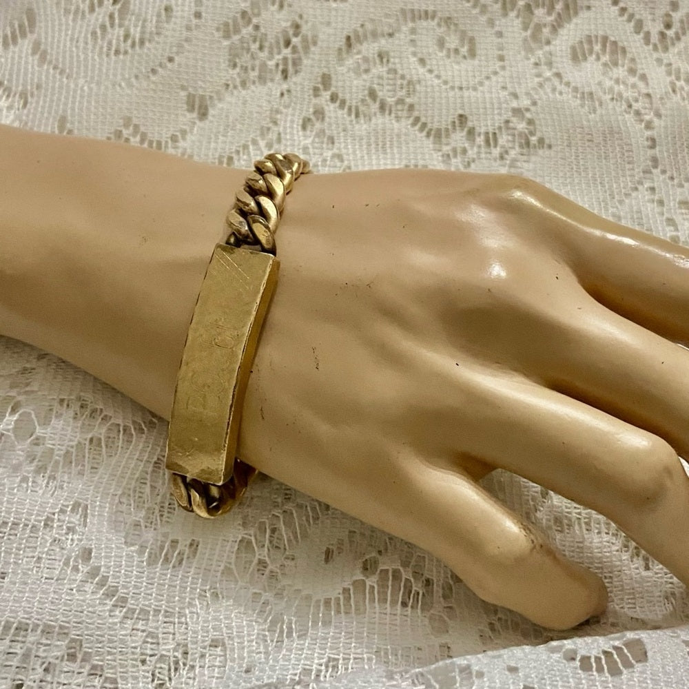 Vintage, Roger, Gold Filled, Heavy, Chunky ID Bracelet 8.5in L x 1/2in W