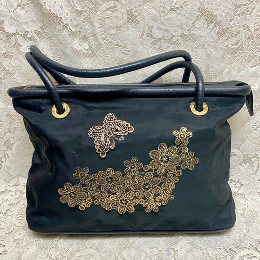 Celine, Rare, Large, Nylon-Leather Trim Handbag