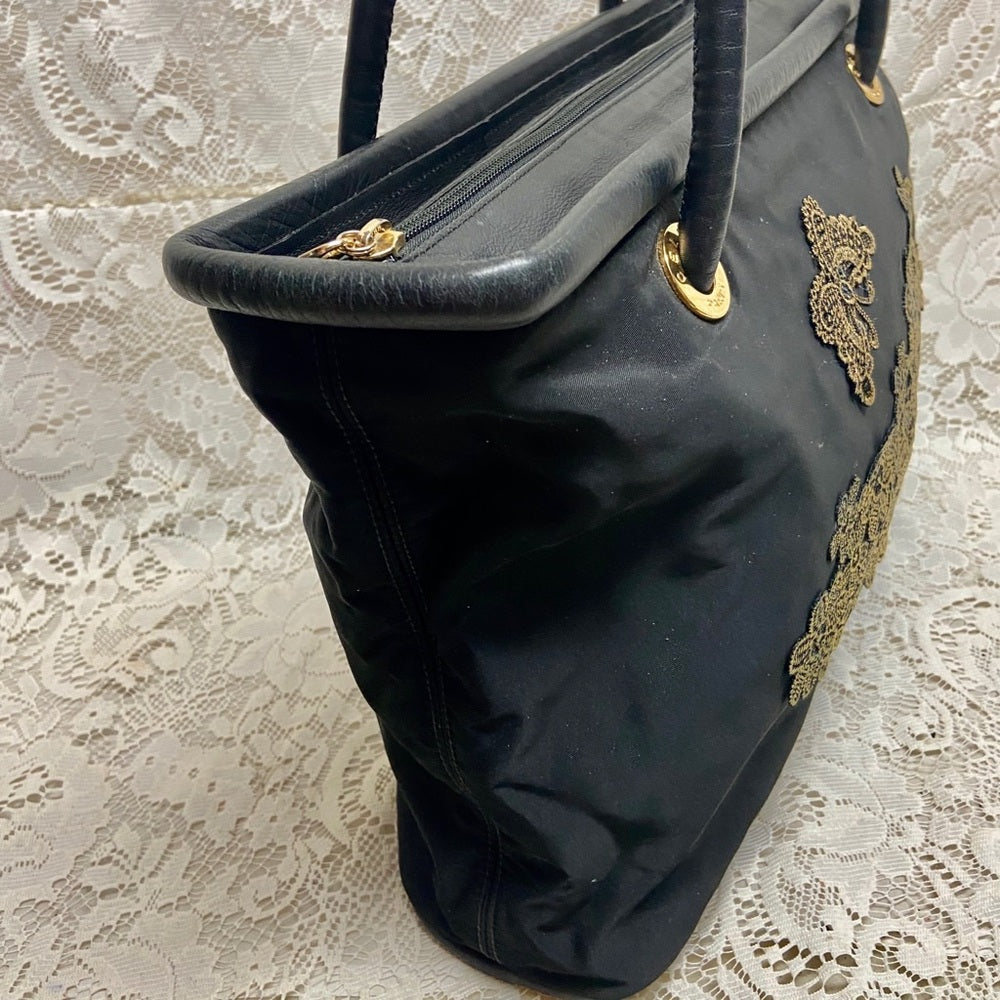 Celine, Rare, Large, Nylon-Leather Trim Handbag