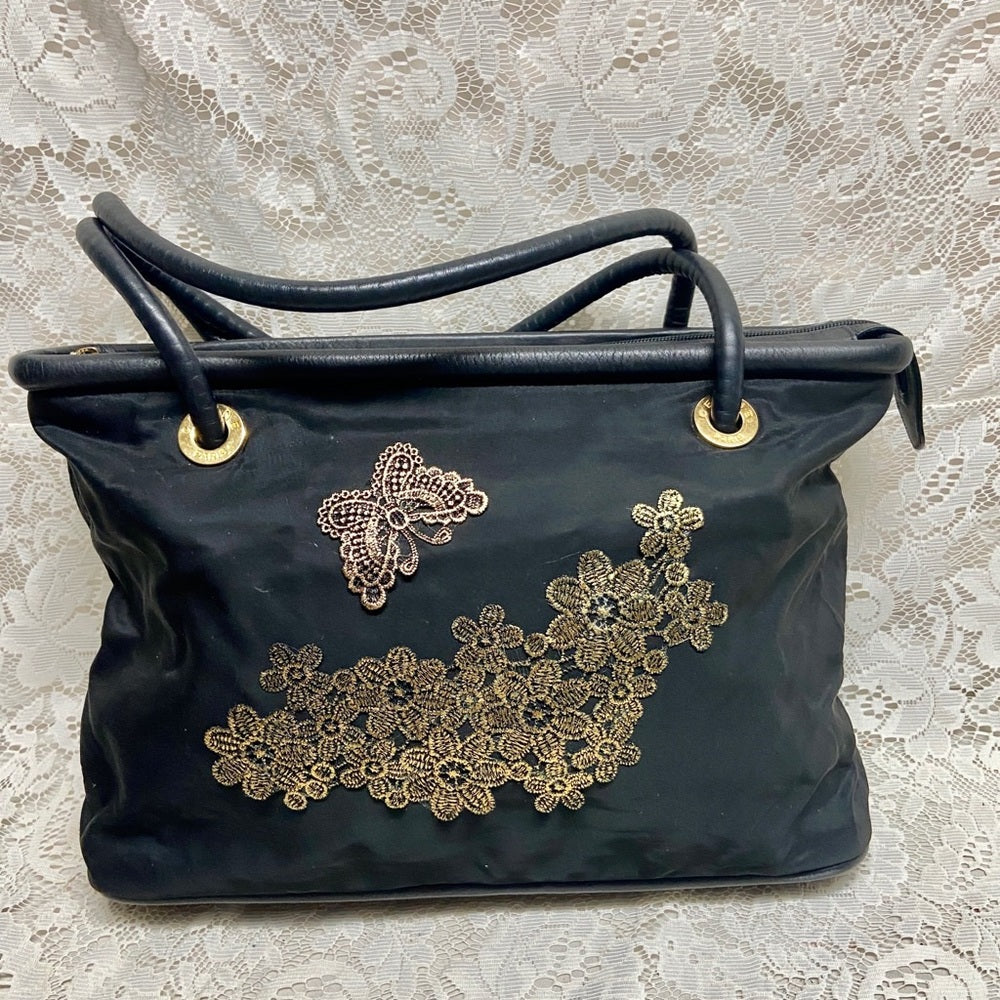 Celine, Rare, Large, Nylon-Leather Trim Handbag