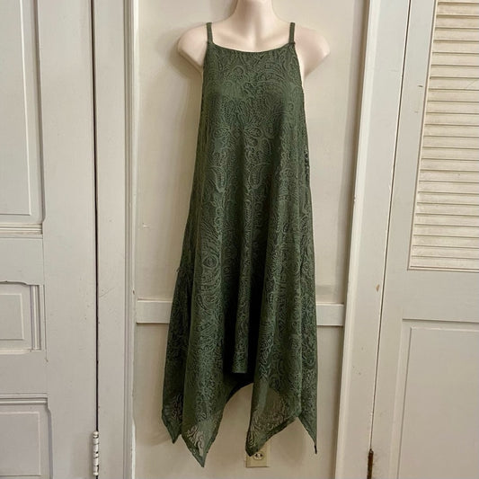 Luxology Olive Green Lace - Lined Dress