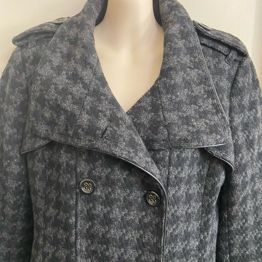 Worthington Gray Houndstooth Lined Wool Dress Coat (M)