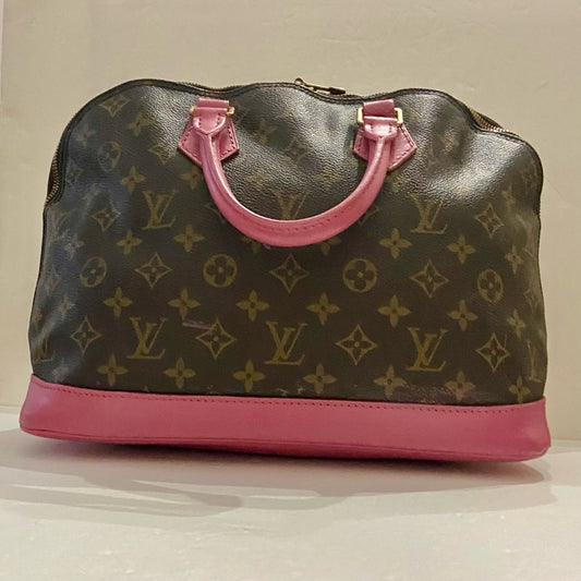 Vintage Louis Vuitton Alma Handbag w/ Pink Leather Trim