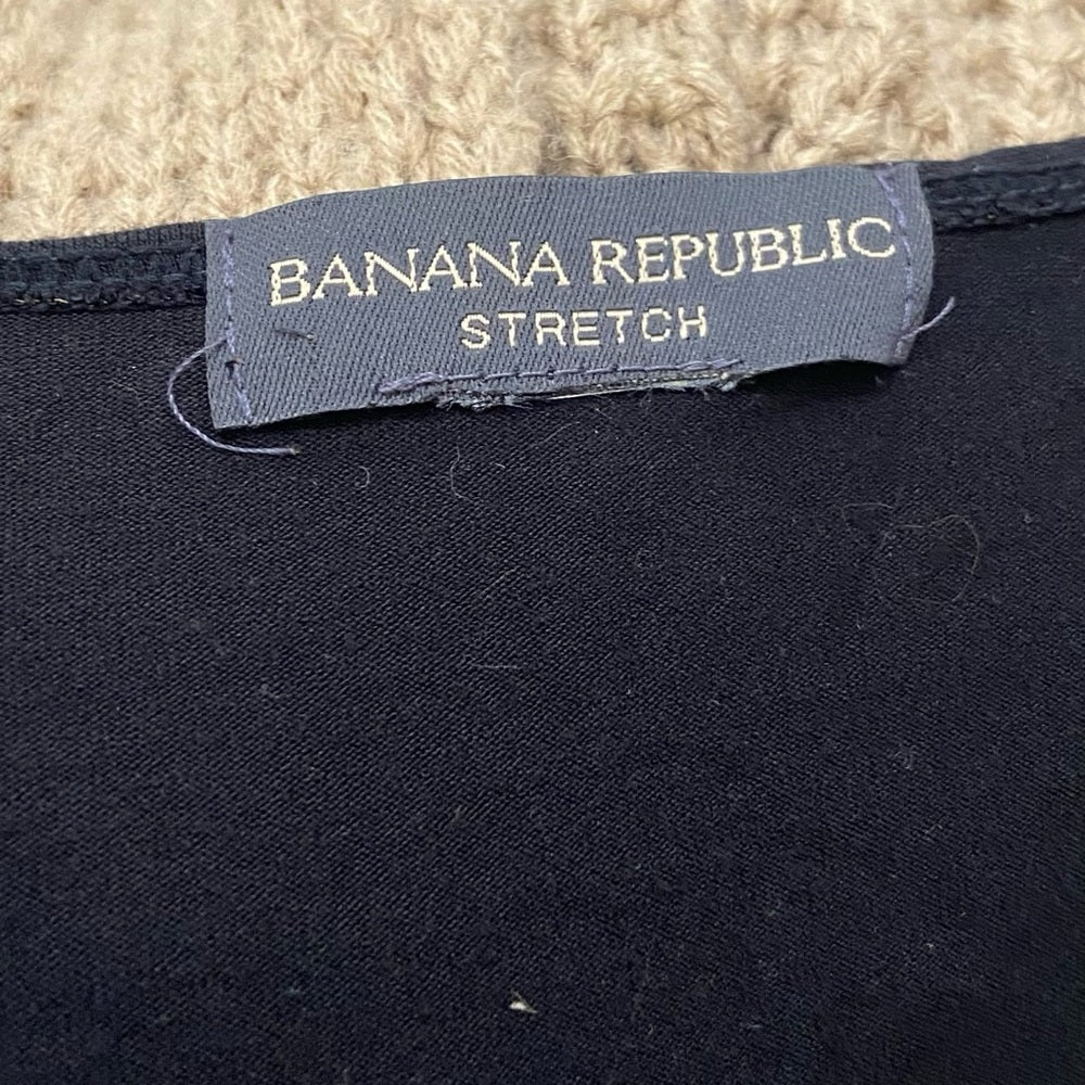 Banana Republic Black V Neck Drop Shoulder Blouse  (L)