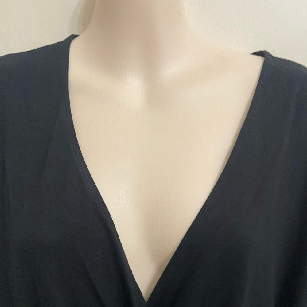 Banana Republic Black V Neck Drop Shoulder Blouse  (L)