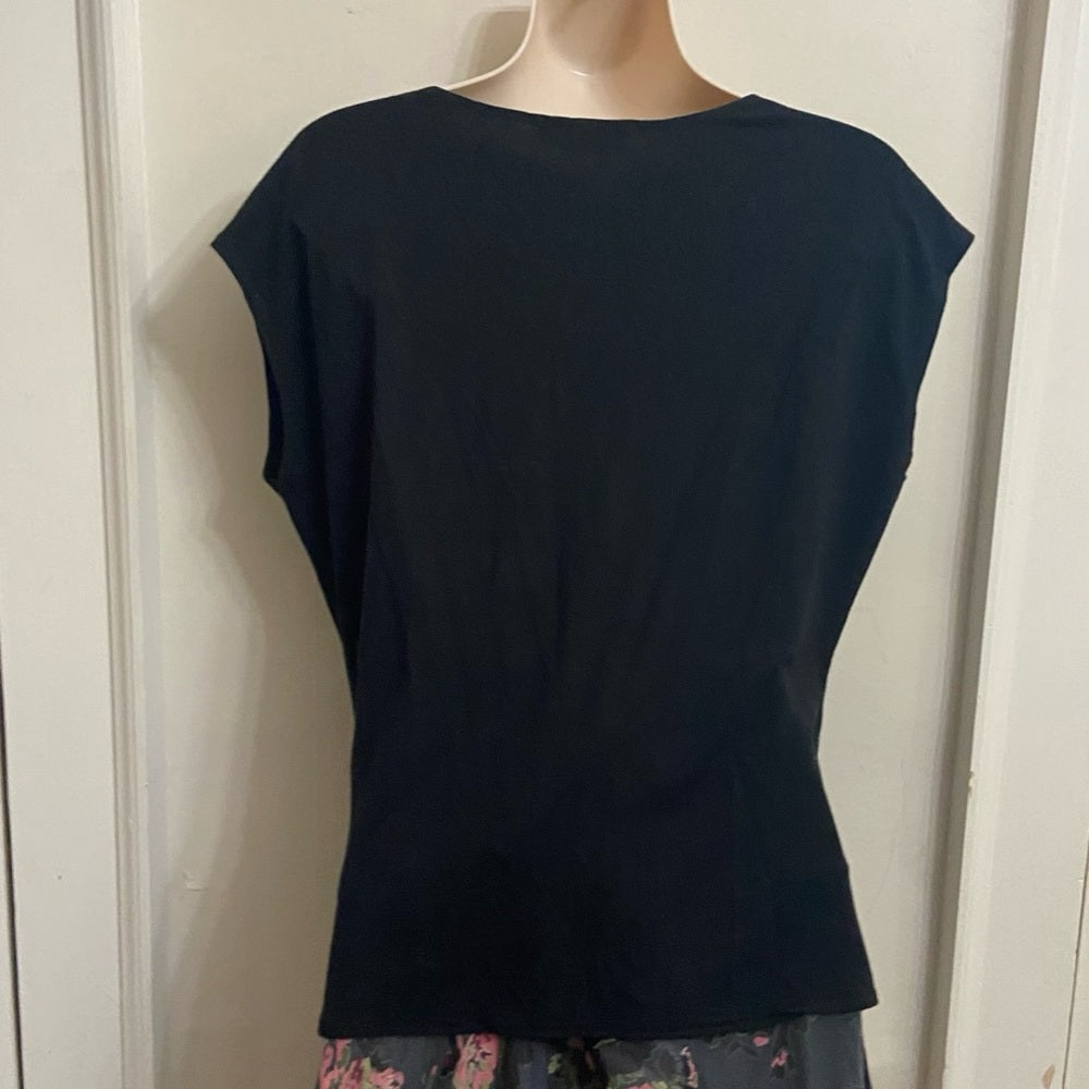 Banana Republic Black V Neck Drop Shoulder Blouse  (L)
