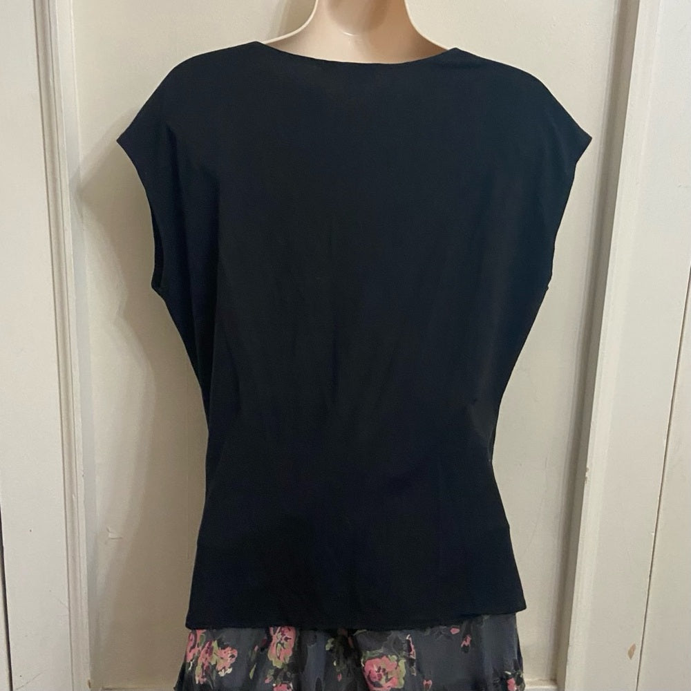 Banana Republic Black V Neck Drop Shoulder Blouse  (L)