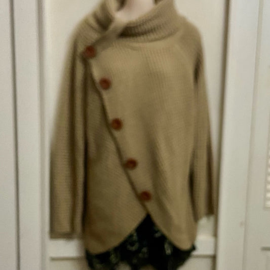 Grecerelle Beige Knitted Tunic Blouse or Mini Sweater Dress (L)