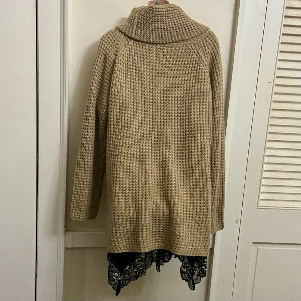 Grecerelle Beige Knitted Tunic Blouse or Mini Sweater Dress (L)