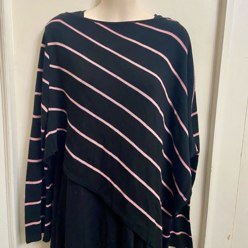 Carolyn Taylor Black and Pink Diagonal Blouse (L)