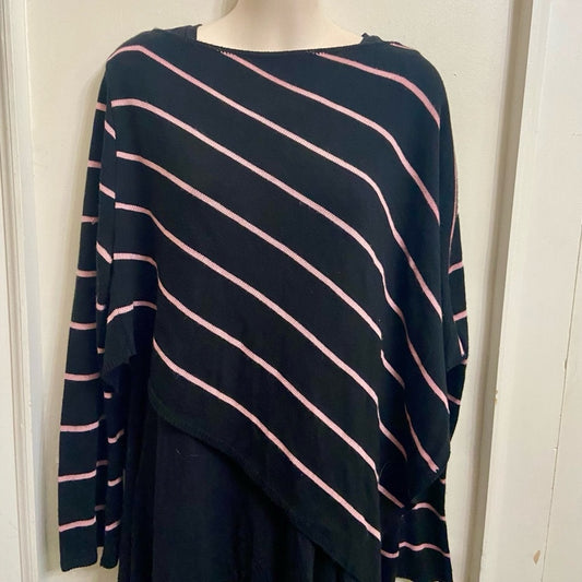 Carolyn Taylor Black and Pink Diagonal Blouse (L)